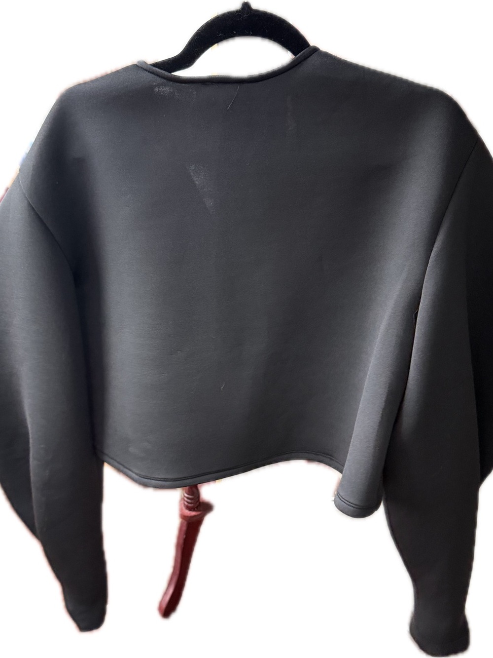 ASOS Design Extreme Volume Sleeve Cropped Jacket | Scuba Blazer Black - Picture 3 of 5